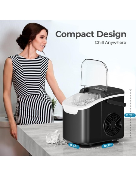 Máquina para hacer hielo para encimera, 8 cubos de hielo en 6 minutos, 26 libras( Entrega en 60 días aproximadamente )