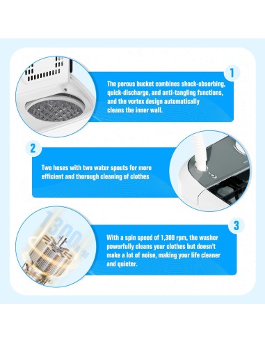 Lavadora 17.6 libras, compacto mini lavadora y...