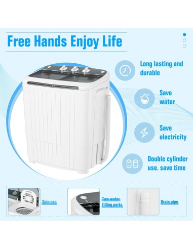Lavadora 17.6 libras, compacto mini lavadora y...