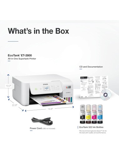 Epson - Impresora EcoTank ET-2800 inalámbrica,...