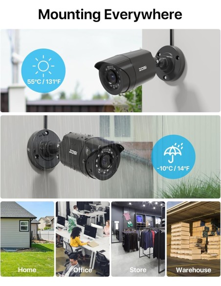 Sistema de Seguridad HD-TVI Cámaras de 1080N Grabador de Vídeos con 4 Cámaras de 720P (Entrega en 60 días aproximadamente)