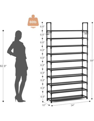Zapatero de 10 niveles, alto y de gran...