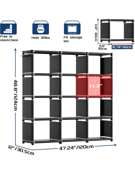 Estantería organizadora Mavivegue 12 cubo / 10-niveles Gran capacidad de almacenamiento( entrega en 60 días aprox)