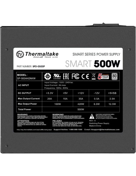 Fuente de alimentación completamente modular Thermaltake Smart 500 W 80+ White  ATX12V v2.3 / EPS12V (PS SPD 0500NPCWUS W)