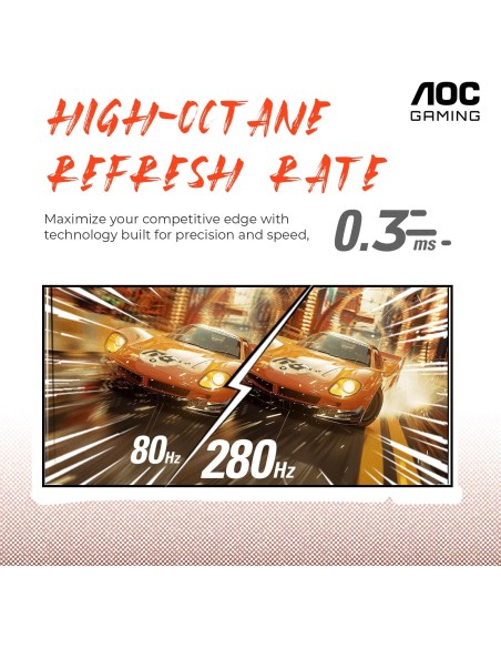 Monitor Curvo Gamer AOC C27G4ZH  27pulgadas, FHD 1080p, 280Hz, 0.3ms, Altura Ajustable, Sin Marcos