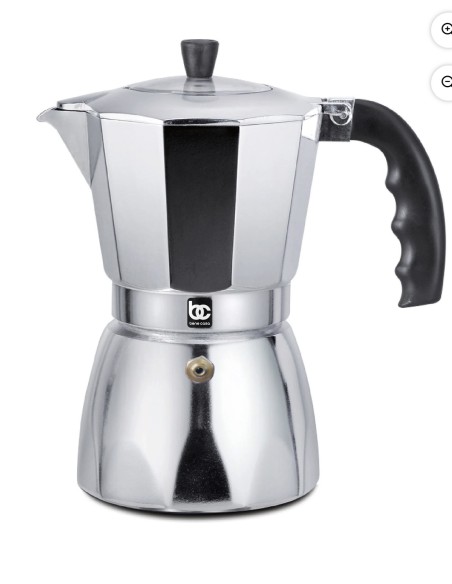 Cafetera de Estufa Bene Casa Aluminio 6 Tazas con Tapa Transparente Diseño Clásico