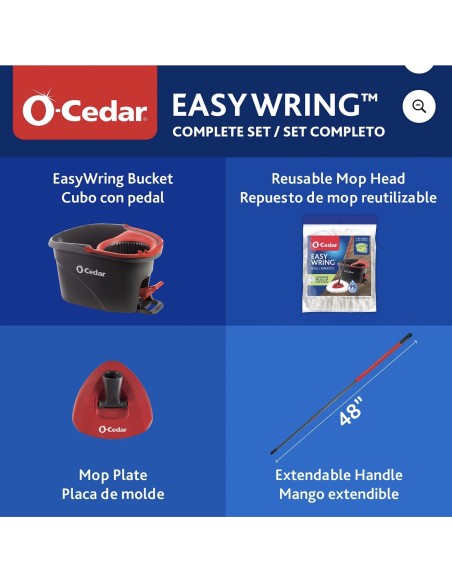 Sistema de Trapeador Giratorio & Cubo O Cedar EasyWring™  Juego Completo con Mango Telescópico