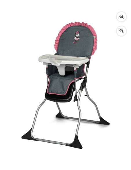 Trona Disney Baby 3D Ultra Full Size Modern Minnie Silla de bebé ajustable con bandeja lavable y diseño Minnie Mouse