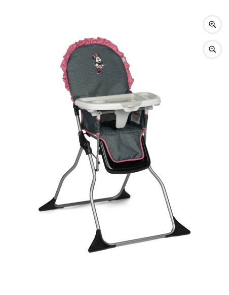 Trona Disney Baby 3D Ultra Full Size Modern Minnie Silla de bebé ajustable con bandeja lavable y diseño Minnie Mouse