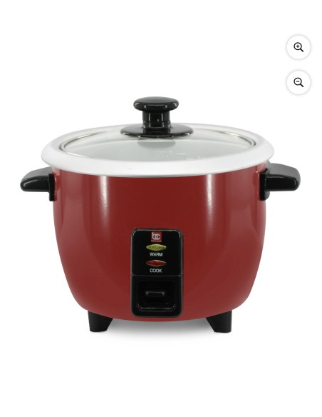 Arrocera eléctrica Bene Casa 6 tazas con bandeja de vapor, olla de aluminio y tapa de vidrio  Color rojo