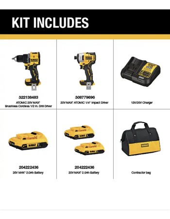 Kit DEWALT ATOMIC 20V MAX (2 herramientas) Taladro y... 2