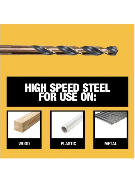 Juego de brocas DEWALT Black & Gold Twist (21 piezas) Alta velocidad, revestimiento negro/oro(Entrega en 60 días aprox)