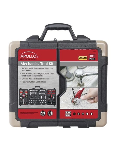 Juego de herramientas Apollo Tools 101 piezas  Mechanics Tool Kit (Entrega en 60 días aprox)