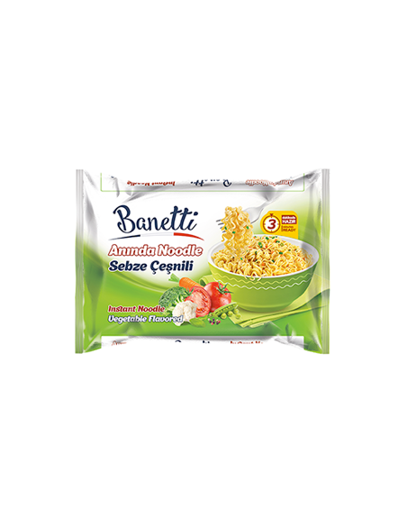 Sopa de fideos Banetti con sabor a vegetales, paquete estable de 75g